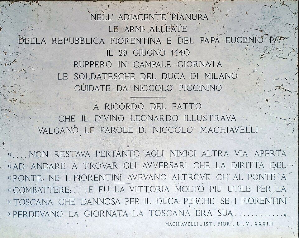 Pamětní deska připomínající bitvu u Anghiari