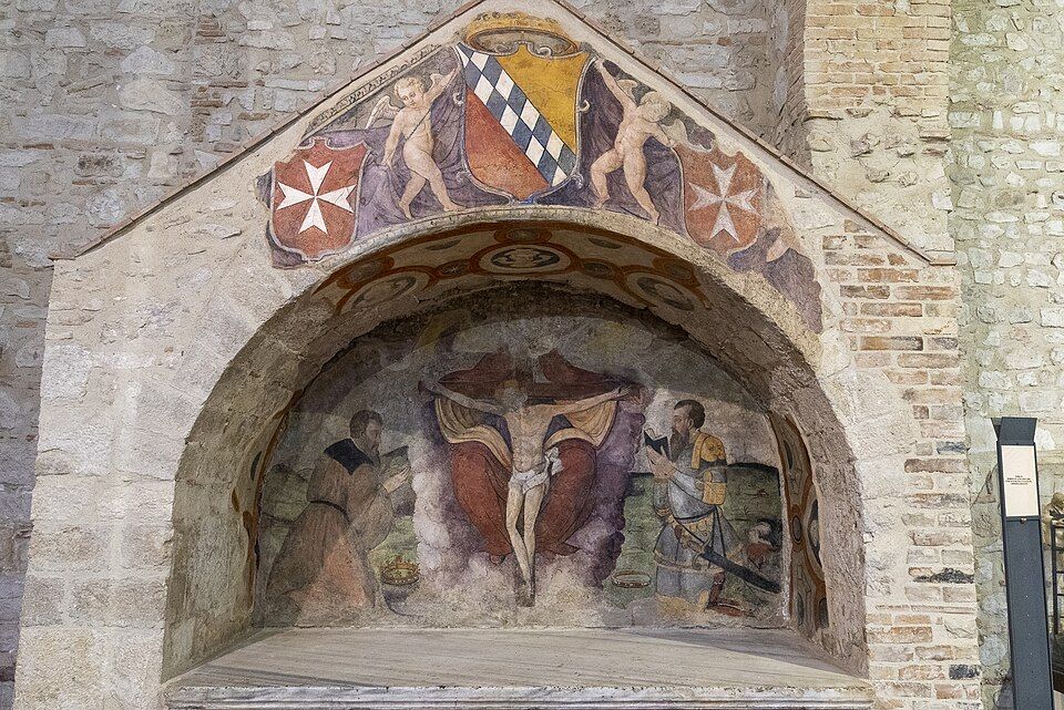 Freska v pravé lodi Abbazia della Santissima Trinità ve Venose