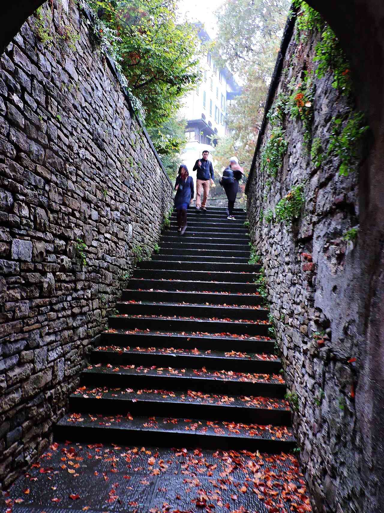 Horní Bergamo na kopci s věžemi a hradbami