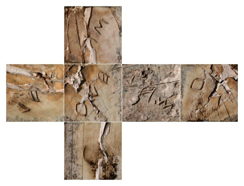 Etruské hrací kostky z Tuscanie — pohled ze strany s číselnými symboly