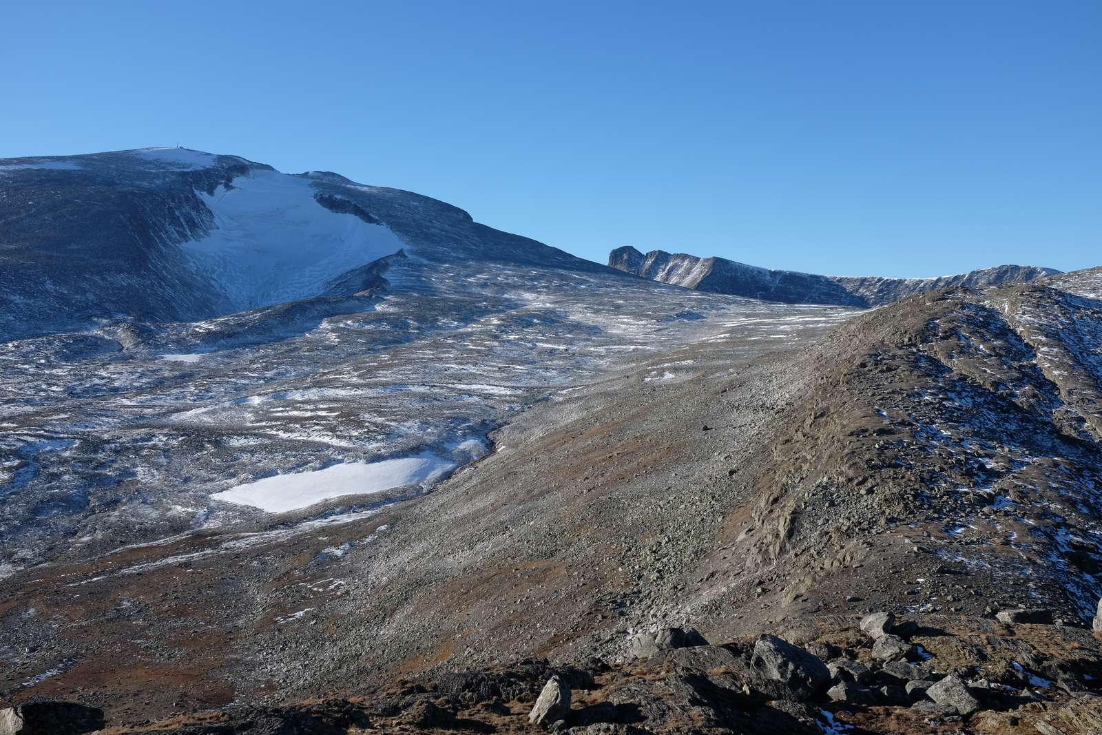 Pohled na horu Snøhetta v národním parku Dovrefjell