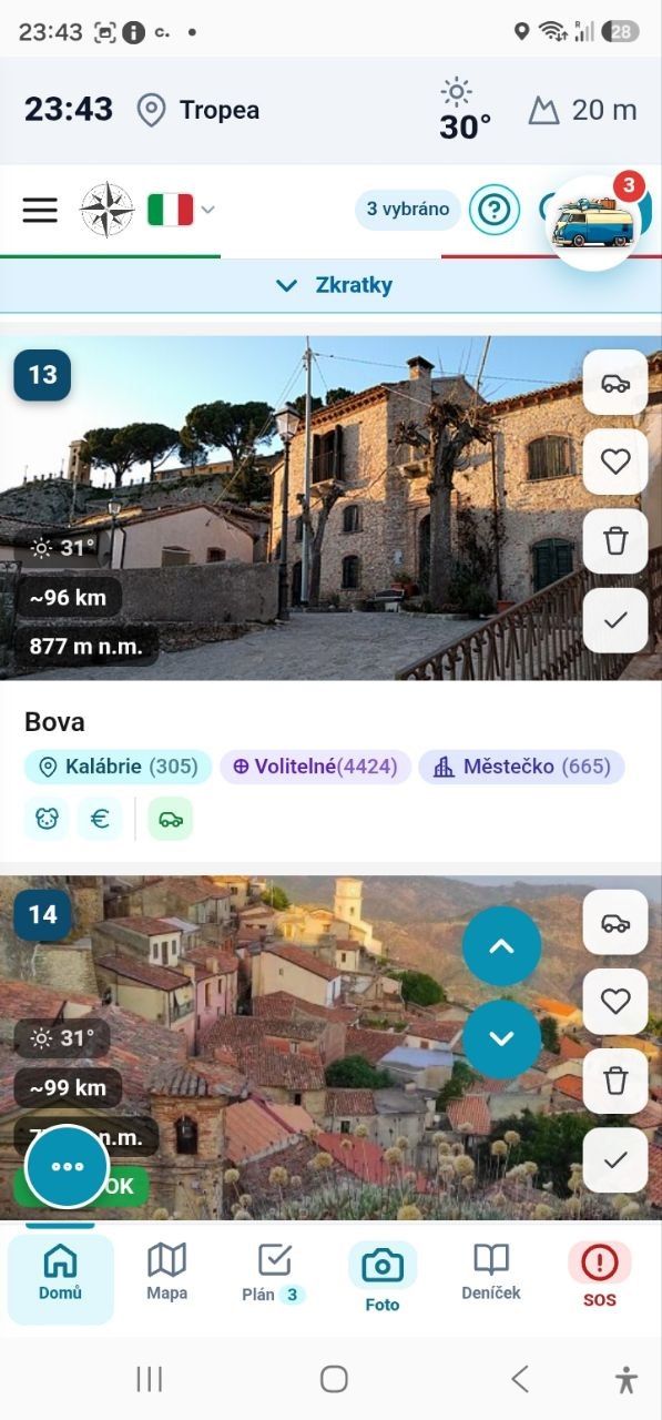 SeekBone — hlavní obrazovka s filtry a místy