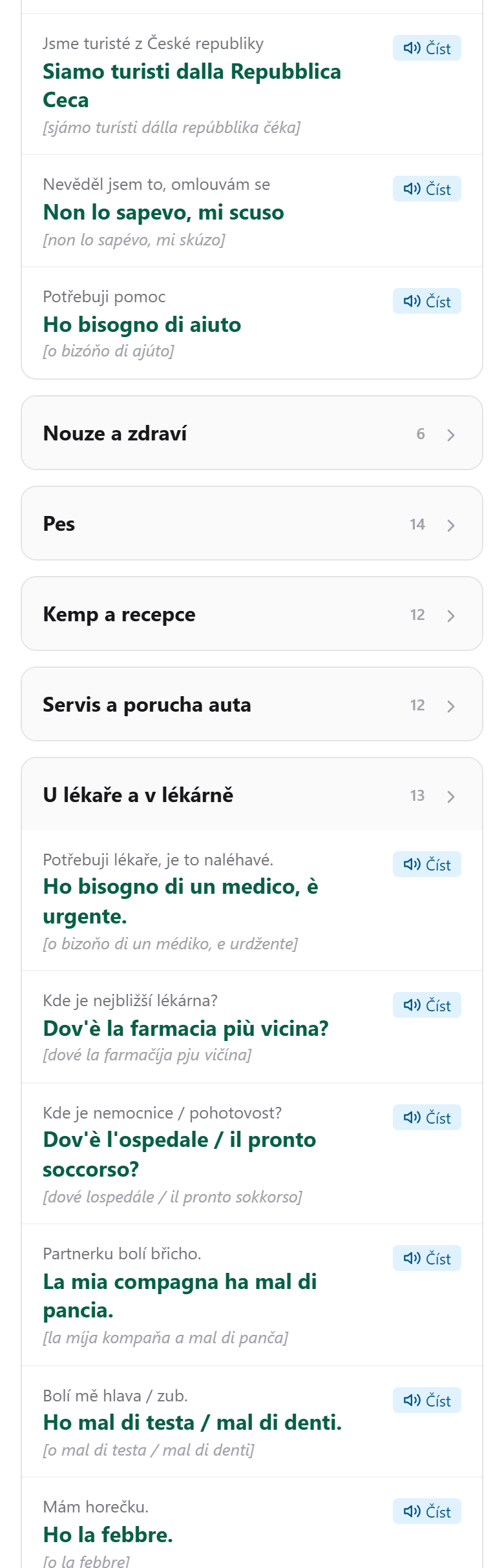 Mluvící slovníček frází v aplikaci SeekBone