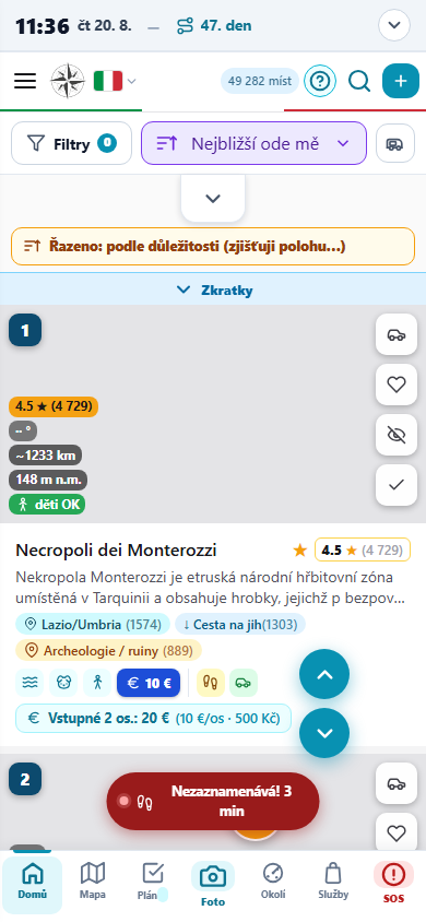 Červená pilulka s upozorněním 'Nezaznamenává! 3 min' na spodní liště